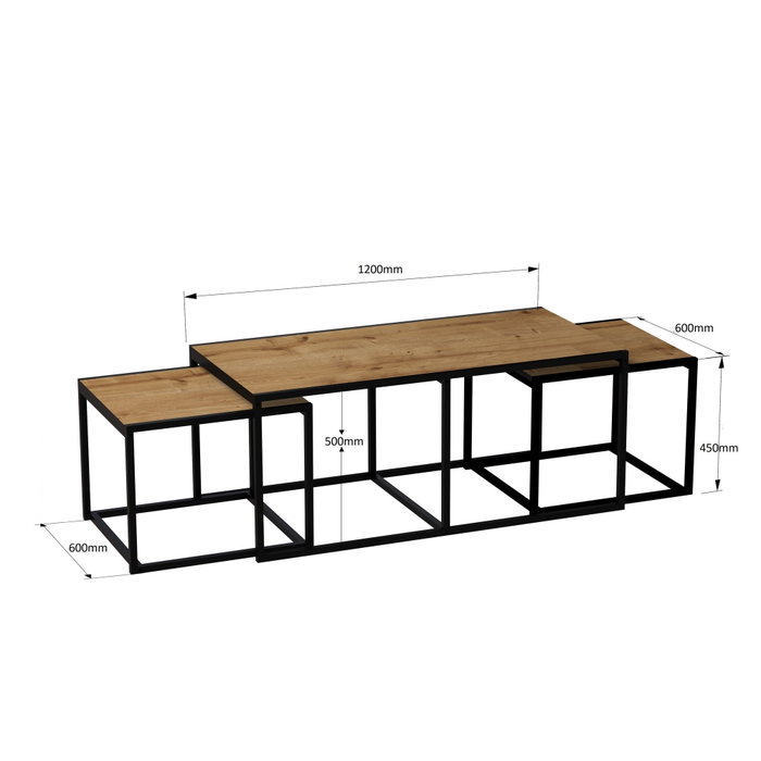 Hanah Home Mesa de Centro Gigante Extensible con Almacenamiento, Roble y Negro Hanah Home Mesa de Centro Gigante Extensible con Almacenamiento, Roble y Negro